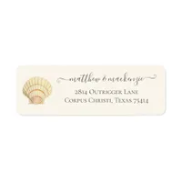 Vintage Scallop Single Seashell Wedding Label