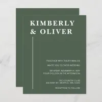 Budget Modern Green Wedding Invitations