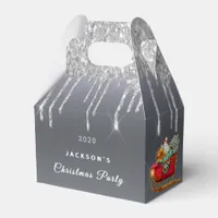 Christmas Party silver glitter drip red sleigh Favor Boxes