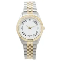 Unisex Two-Tone Decorative Bracelet Black Numbers Watch