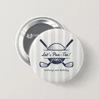 Navy, White & Cloud Dancer Preppy Golf Party Button