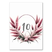 Coral Blush Pampas Beach Coastal Botanical Table Number