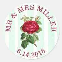 Personalized Wedding Stickers Red Rose