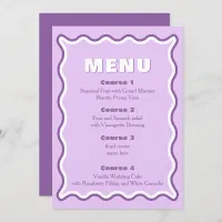 Retro Squiggle Wavy Purple Wedding  Menu