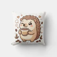Cute Hedgehog Coffee Kawaii Pillow