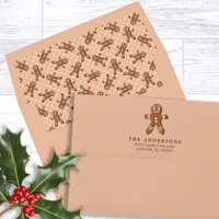 Gingerbread Man Brown Return Address Christmas Envelope