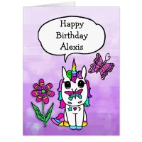 Jumbo Size Unicorn Birthday Card and Name Sign