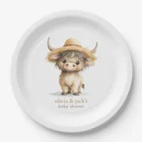 Boho Highland Cow Baby Shower Paper Plates