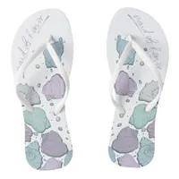 WEDDING SHOES | Modern Seashells Lilac Dusty Blue Flip Flops