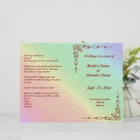 Floral Pattern Rainbow Autumn Wedding Program