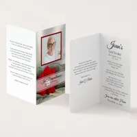 Poinsettia Pearls Winter Funeral Memorial Prayer Business Card