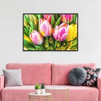 Elegant tulips with gold accents, spring canvas print