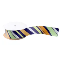 Multicolor Striped Pattern Springtime Orange Green Satin Ribbon