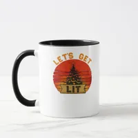 Let's Get Lit Funny Christmas Humor Quote Vintage  Mug
