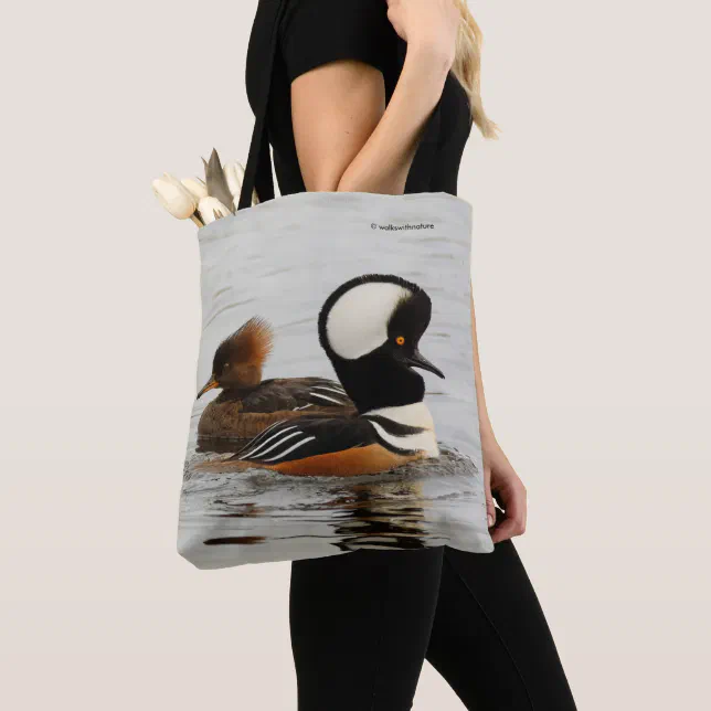 A Meeting of Hooded Mergansers Tote Bag