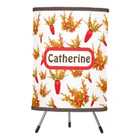 Yellow & Orange Floral Pattern on White Monogram | Tripod Lamp