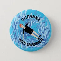 Wild swimmer ladies cold water swimming gift button