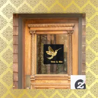 Gold Hummingbird with monogram | Window Cling