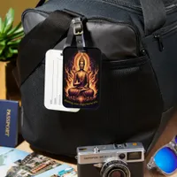 Buddha in vibrant flames,  luggage tag