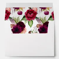 Floral burgundy roses pattern envelope