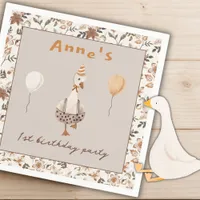 One Silly Goose Neutral 1st Birthday Party  Napkins