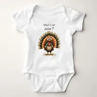 Wonky Quirky Turkey What's For Dinner?  Baby Bodysuit