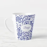 Hampton's Blue White Decorative Paisley Pattern Latte Mug