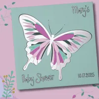 Butterfly Sweet Palette Baby Shower Silver Foil  Foil Guest Book