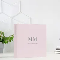 Blush pink monogram 3 ring binder