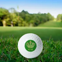 Forest green crown king monogram initials golf balls