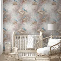 Vintage Books and Bluebirds  Wallpaper