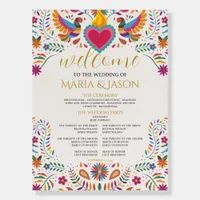 Mexican Colorful Flowers Botanical Wedding Program Foam Board