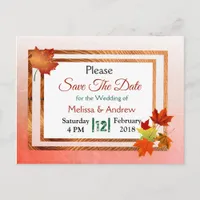 Pretty Fall Autumn Leaves Wedding Save the Date Announcement Postcard