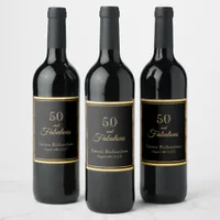 50 fabulous birthday black gold elegant wine label