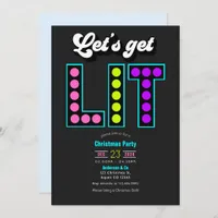 Frostbyte Lets Get Lit Retro Christmas Party Invitation