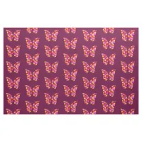 Butterflies Pattern on Wine Red Fabric