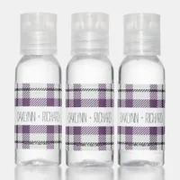 Modern Purple Plaid Monogram Hand Sanitizer