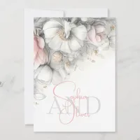 Classic Modern Ivory and Blush Floral  Invitation