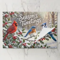 Season's Tweetings Colorful Birds on Snowy Holly Paper Pad