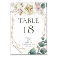 TABLE NUMBER | Watercolour Ivory Blush Flowers
