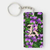 WI State Flower Wood Violet Mosaic Keychain