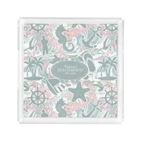 Nautical Beach Collage Sage ID840 Acrylic Tray