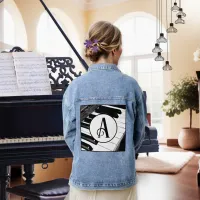 Monogram Black and White Piano Keys Music Keyboard Denim Jacket