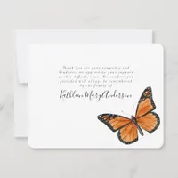 Simple Butterfly Funeral Thank You Card