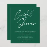 Budget Emerald Green Bridal Shower Invitation