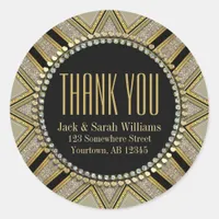 Starzi Art Deco Gold Black ThankYou Round Stickers