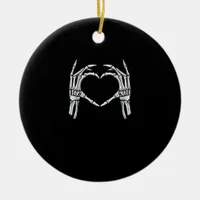 Skeleton Hands Heart Sign Retro Halloween Costume  Ceramic Ornament