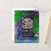Vintage Woman Cleans teeth brushes wear out  Postcard