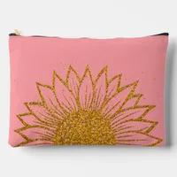 Glitter Sunflower Mother's Day Pink Monogrammed  Accessory Pouch