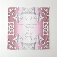 Pink And Silver Vintage Antique Elegant Wedding  Tapestry